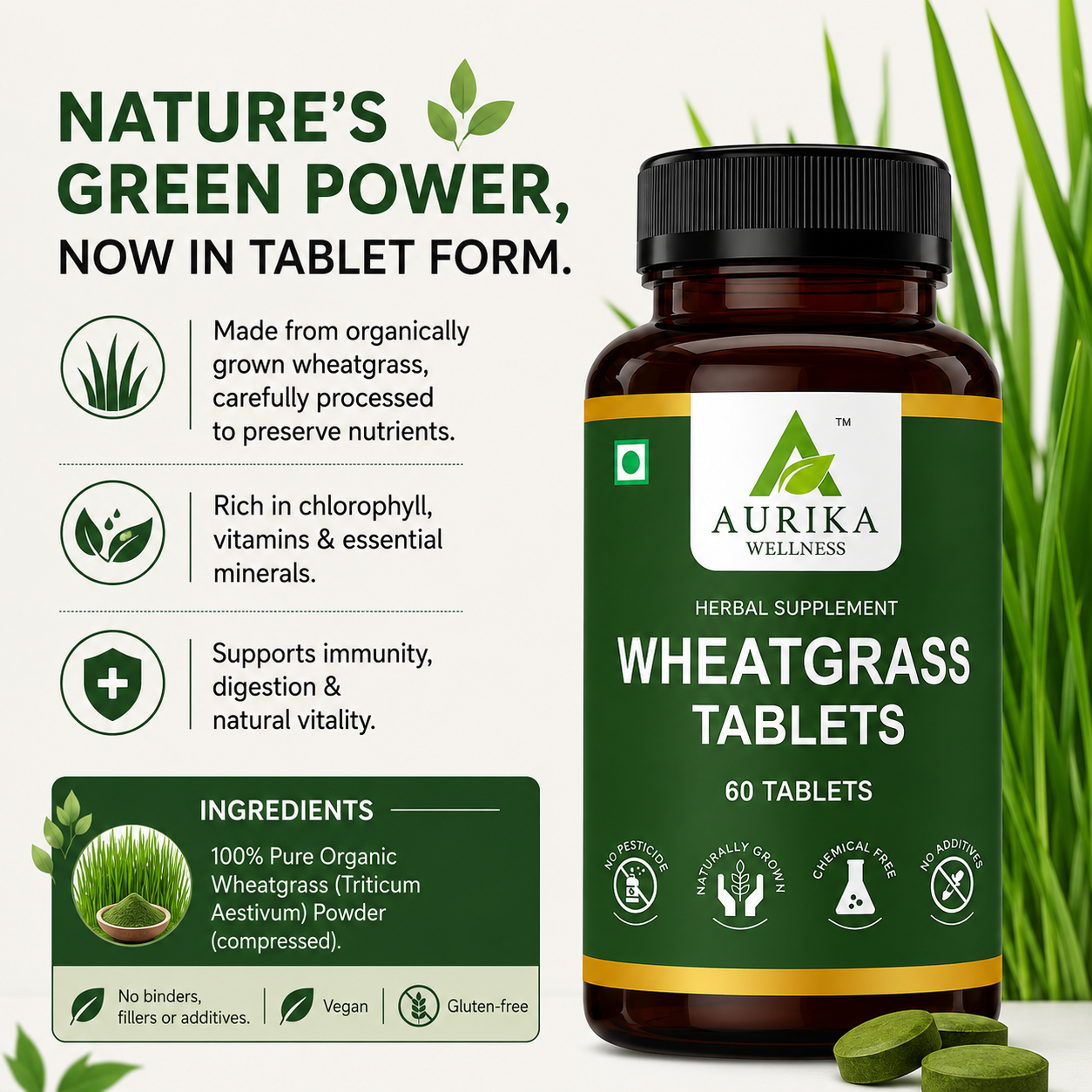 Aurika Wheatgrass Tablets